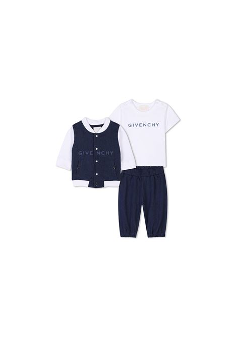 Completo 3 Pezzi In Blu e Bianco Con Logo GIVENCHY KIDS | H30611Z10